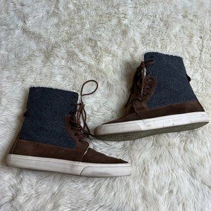 American Eagle Grey/Brown Lace Up Boots Women's 10